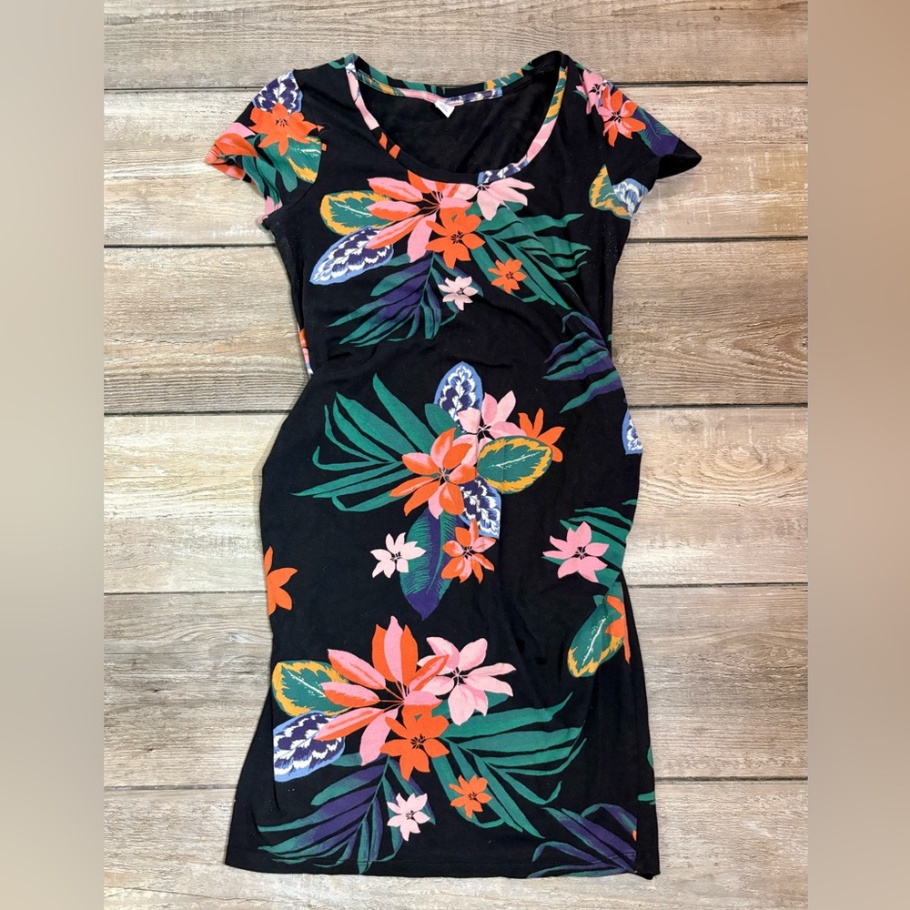 Maternity Tropical Flutter Sleeve Bodycon Dress